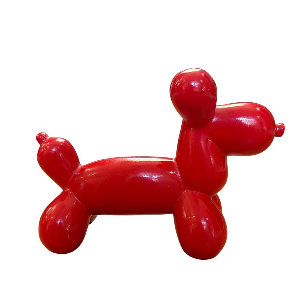 Wooden carved red painted ballon‎ dog sculpture